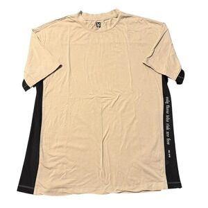 ASRV Mens Size L T-Shirt Tan Black SS "Only Those Who Risk Are Free"